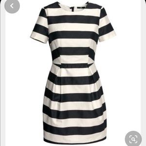H&M Black and White Striped Fit and Flare …